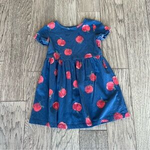 Carters 5t Girls Blue Apple Print Short Sleeve Dress